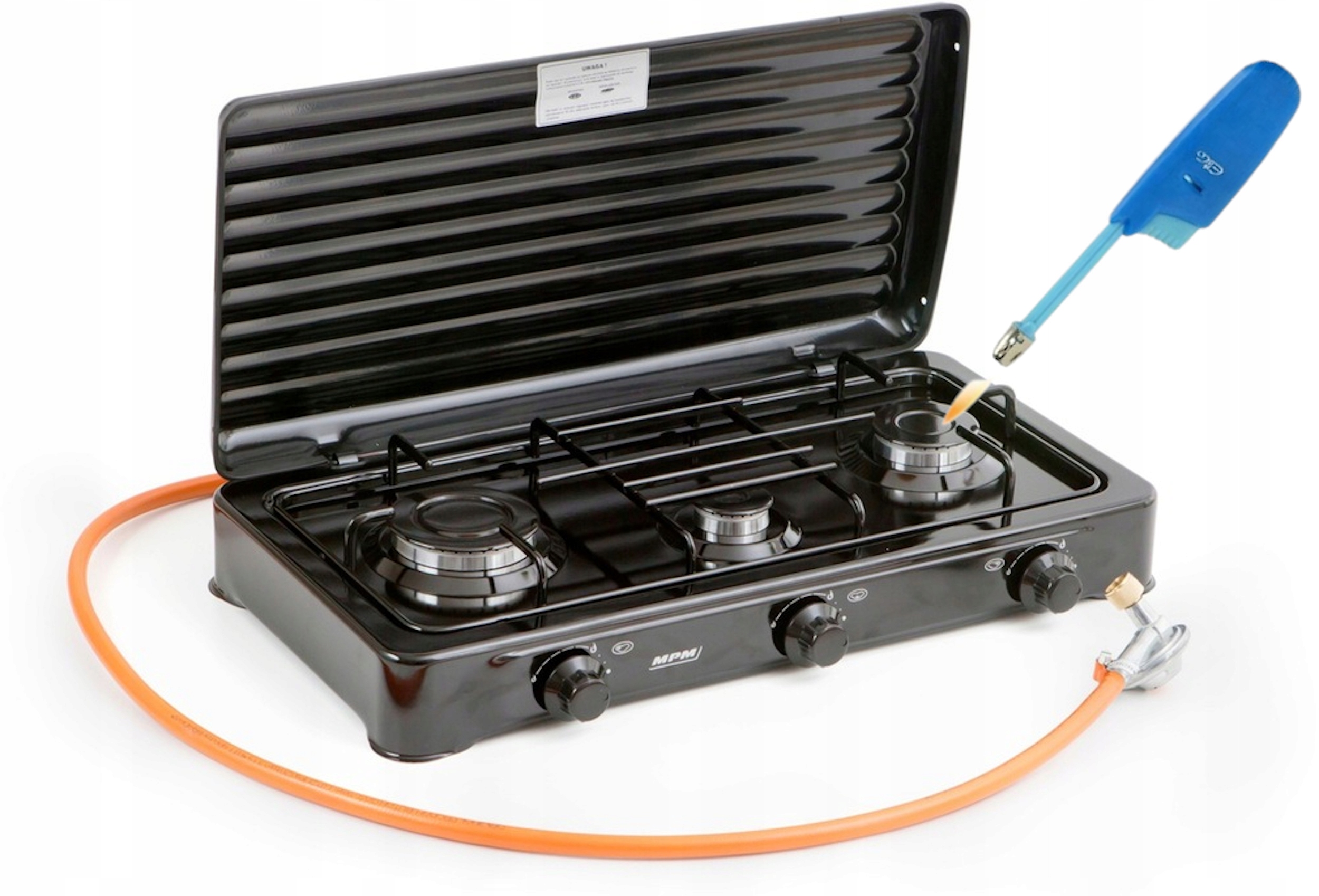 Turystyczna kuchenka gazowa 3-palnikowa MPM SMILE-KN-03/1KB, czarna