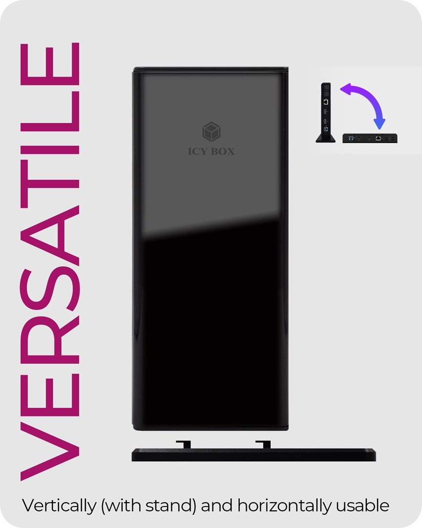 ICY BOX IB-DK2251AC Przewodowa stacja dokująca USB 3.2 Gen 2 Czarna