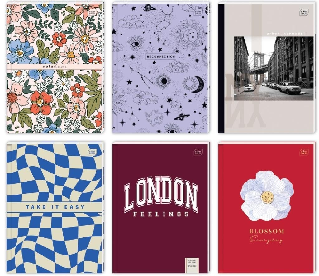 INTERDRUK Bruliony A4 kratka 80k - 5 sztuk, twarda oprawa