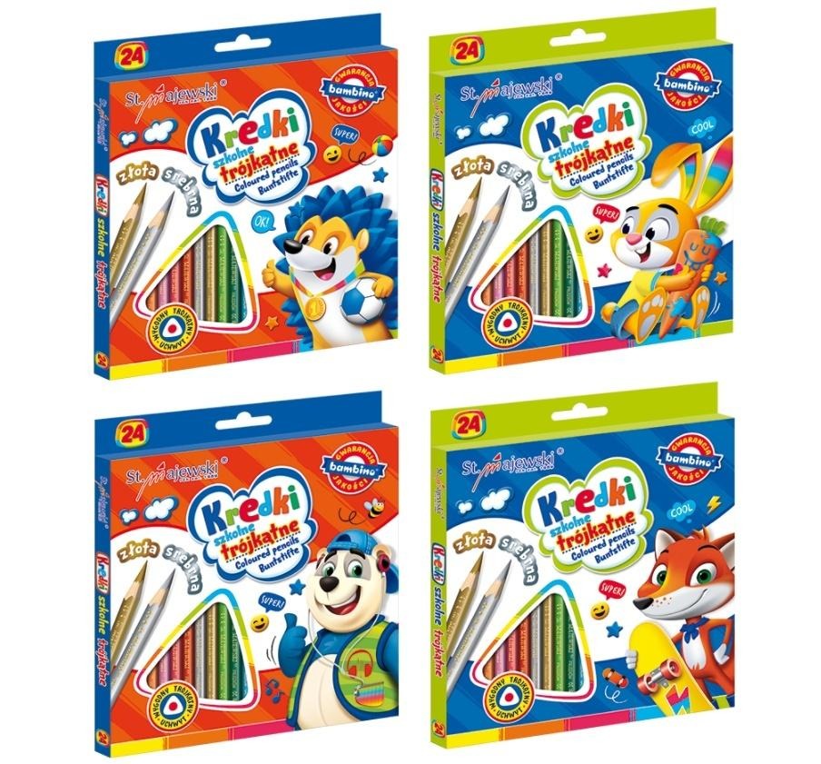 Kredki trójkątne 24 kolory BAMBINO