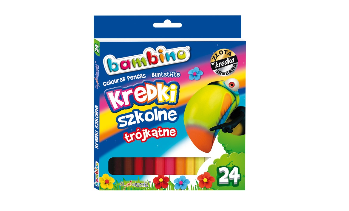 Kredki trójkątne 24 kolory BAMBINO