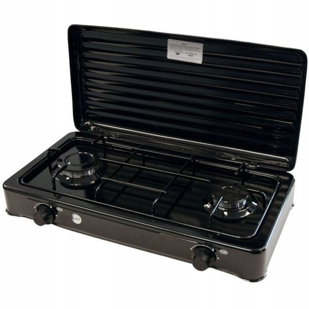 Kuchenka gazowa turystyczna 2-palnikowa czarna MPM SMILE-KN-02/1KB