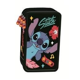 Piórnik 3 komorowy z wyposażeniem Stitch Black Aloha