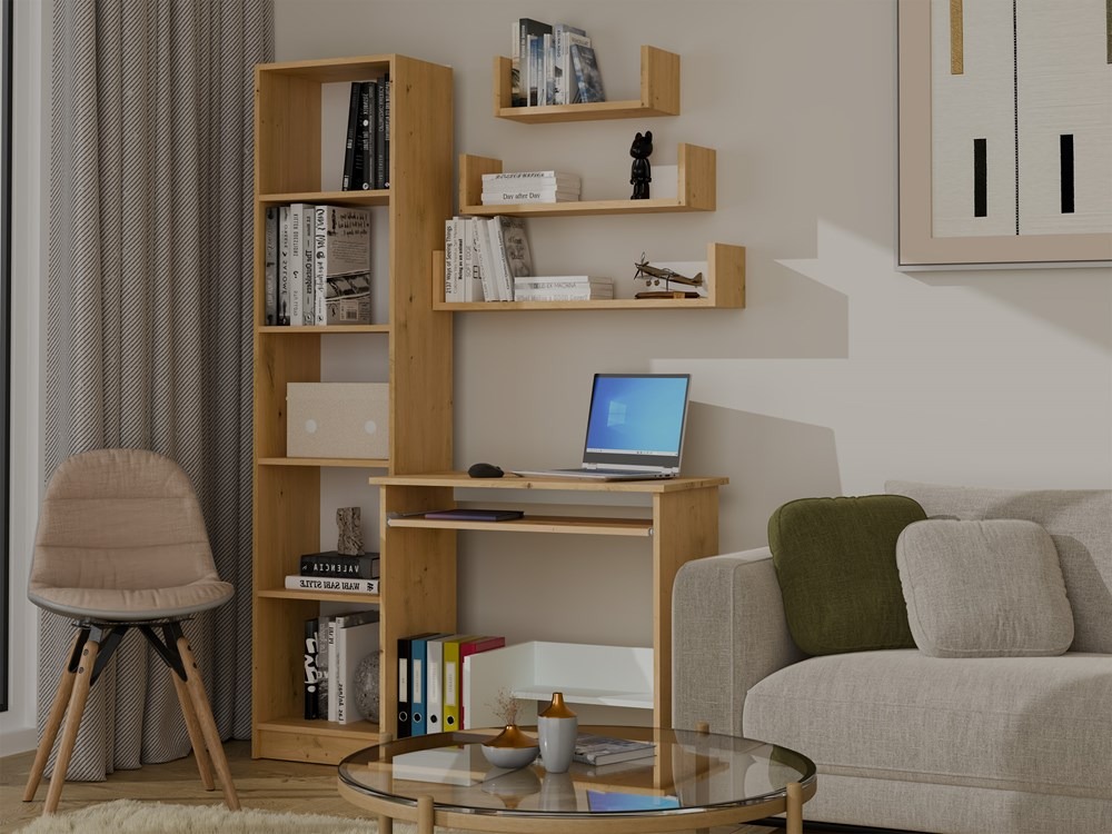 Półka Wisząca MOBI 3P Komplet 3x – Nowoczesne Półki Ścienne DĄB ARTISAN